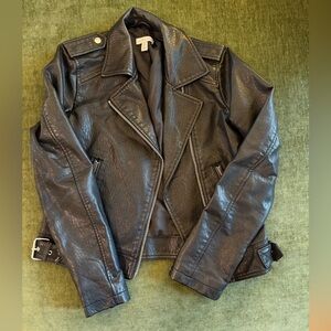 Topshop Black Leather Outerwear